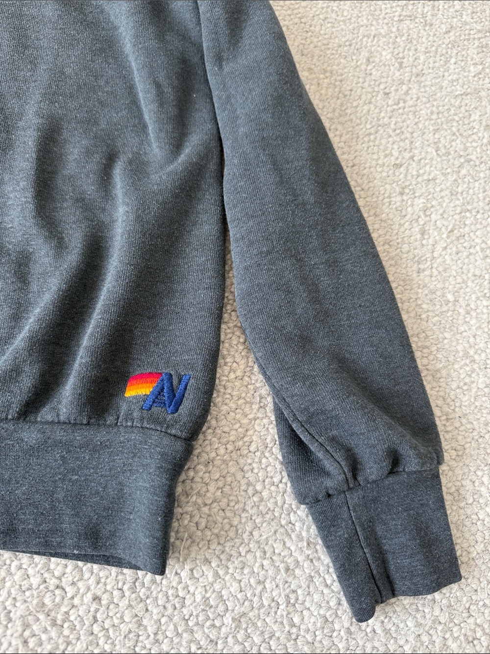 Aviator Nation Charcoal Lightning Bolt Neon Stripe Crew Sweatshirt size XS - Picture 5 of 10